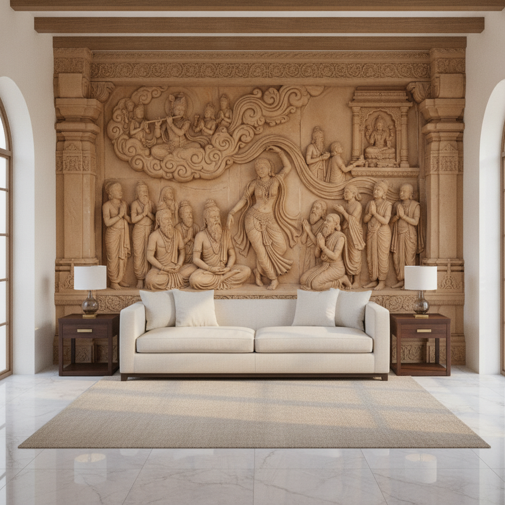 Apsara Dance & Sages Temple 3D Relief Art