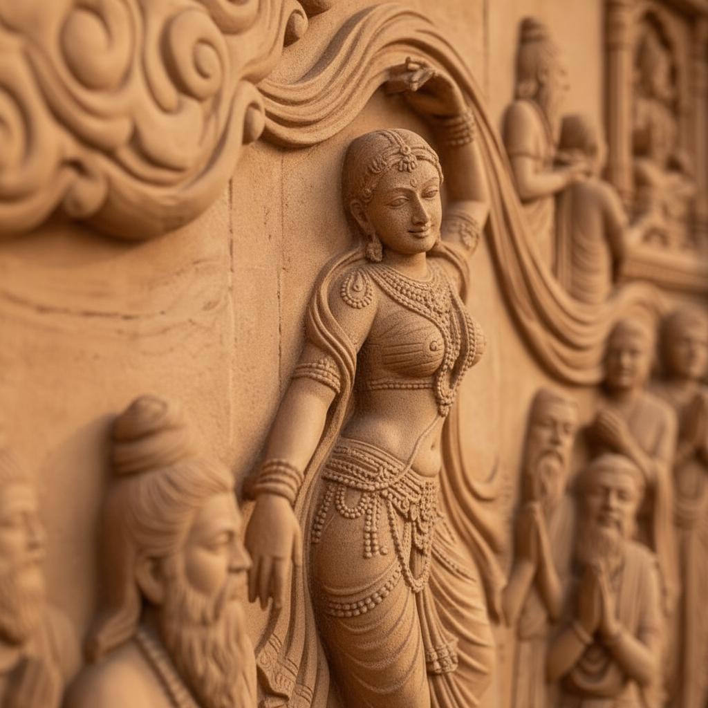Apsara Dance & Sages Temple 3D Relief Art