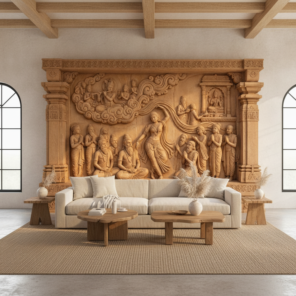 Apsara Dance & Sages Temple 3D Relief Art