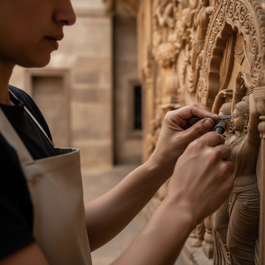 Celestial Court Temple Scene 3D Relief Art