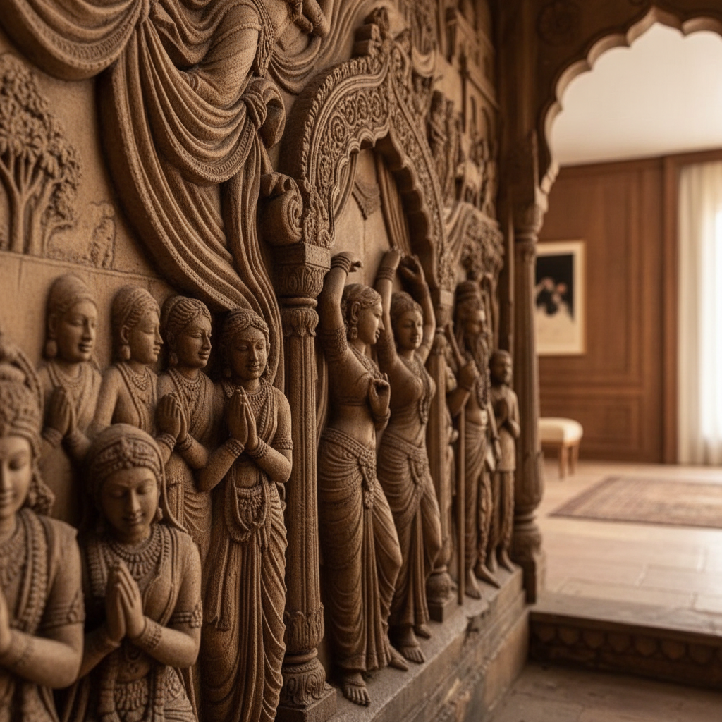 Celestial Court Temple Scene 3D Relief Art