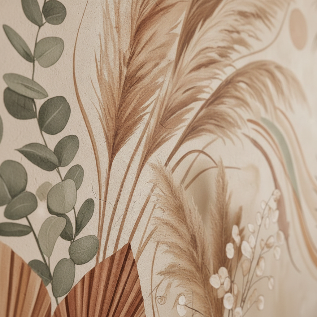 Boho Botanical Sun & Moon Mural Wall Art
