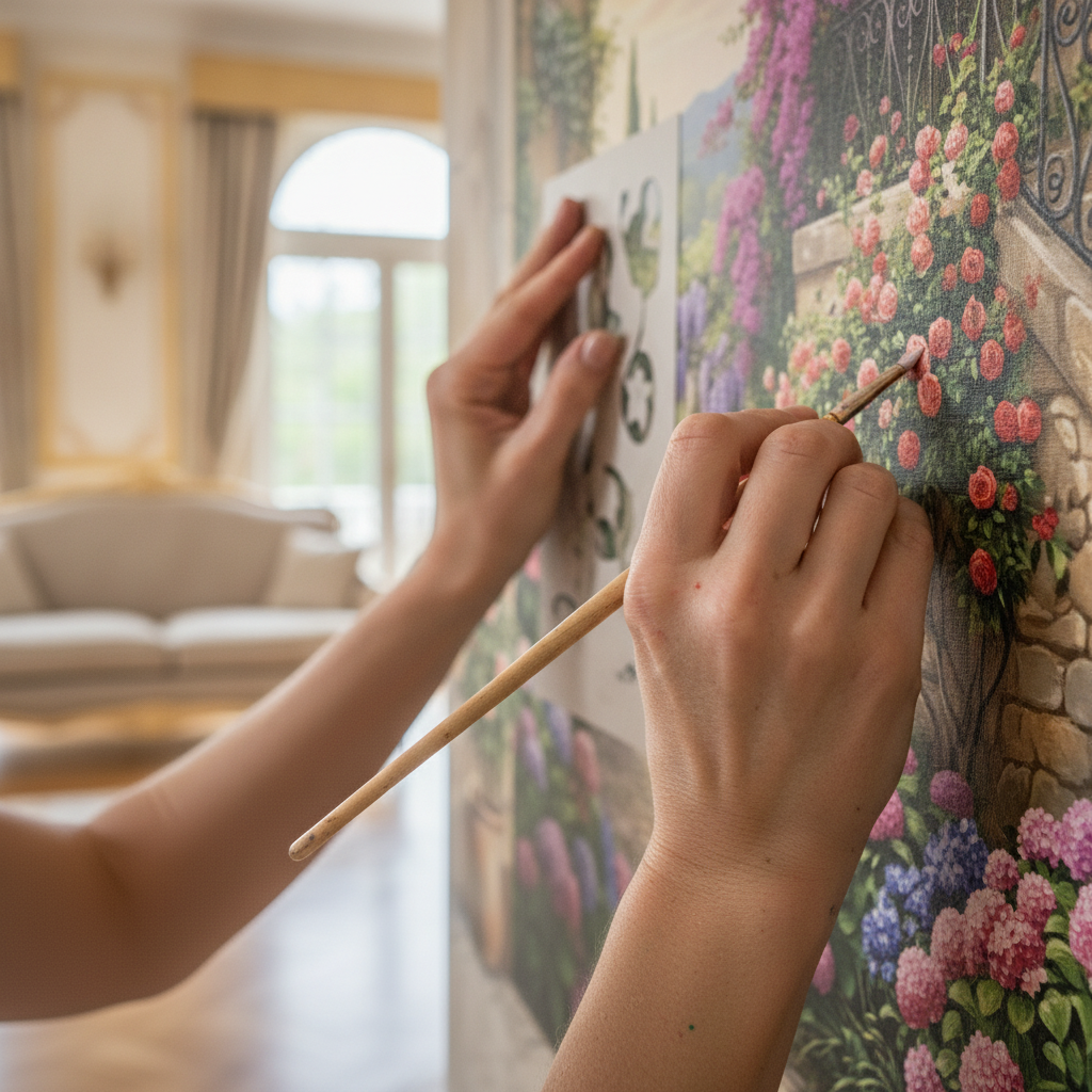 Mediterranean Floral Staircase Mural Wall Art