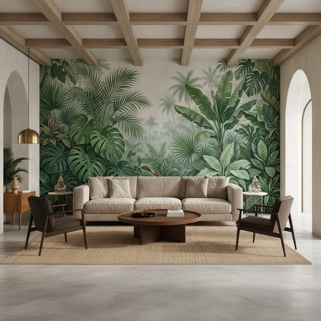 Tropical Jungle Leaf Mural Wall Art