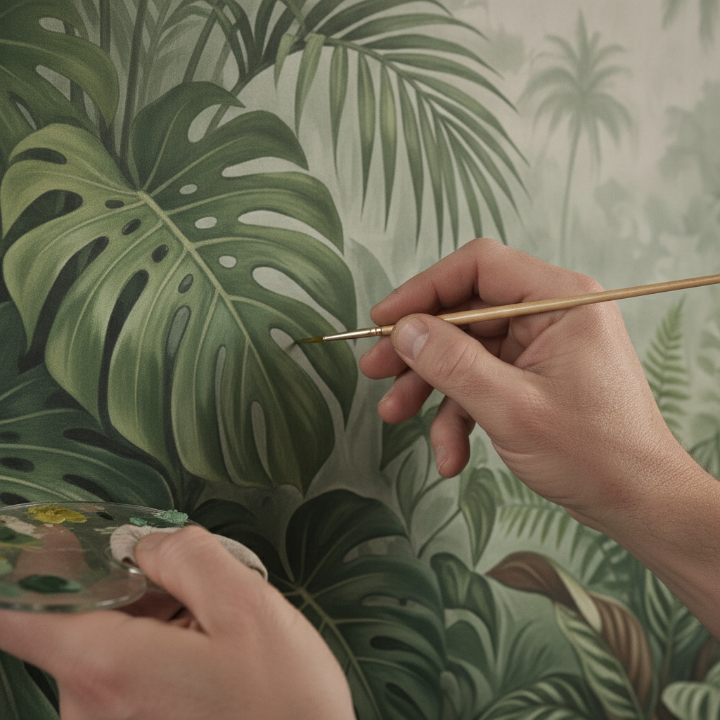 Tropical Jungle Leaf Mural Wall Art