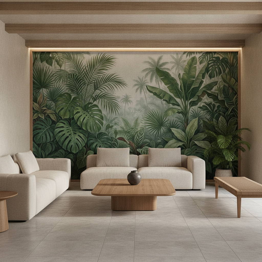 Tropical Jungle Leaf Mural Wall Art
