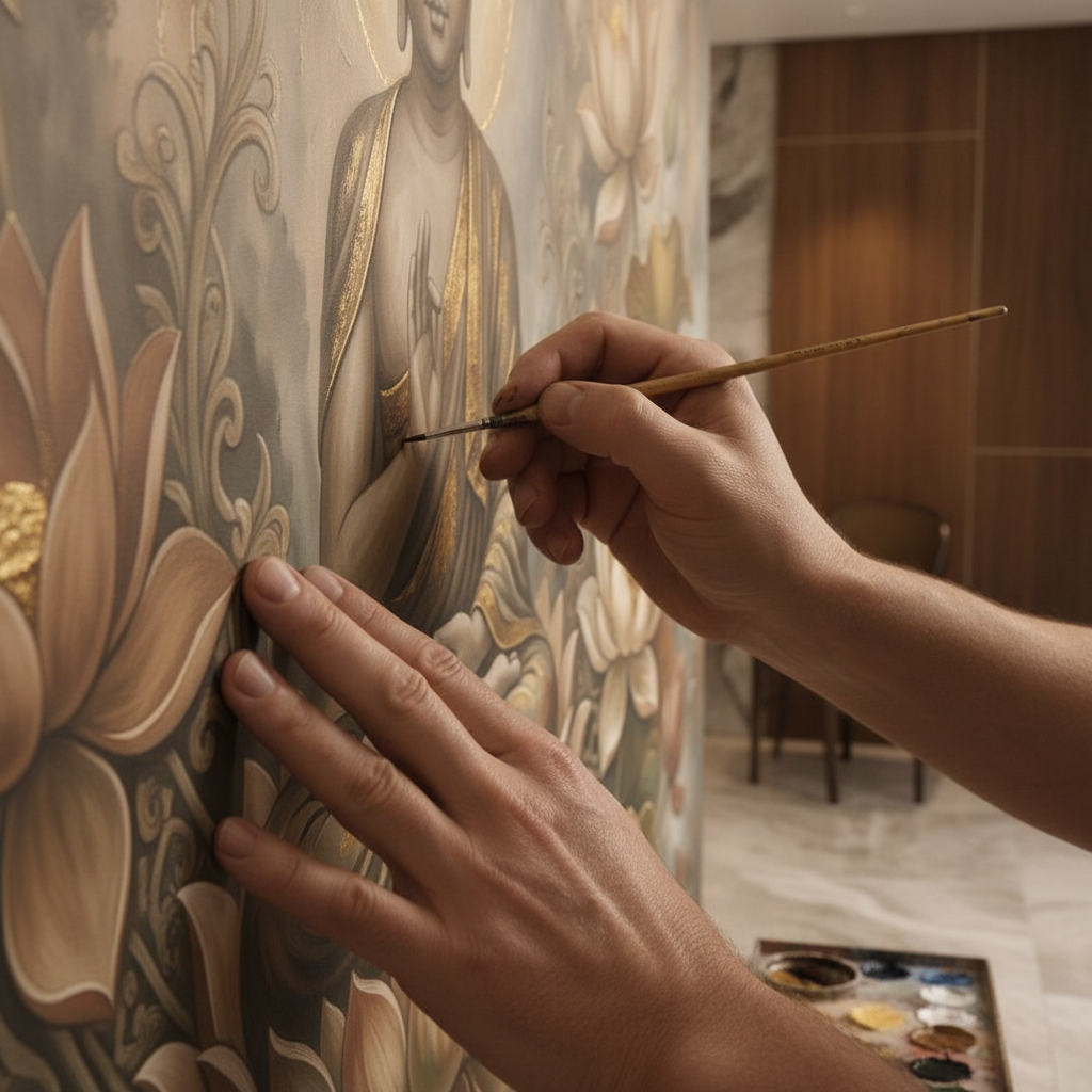Buddha Lotus Mural Wall Art