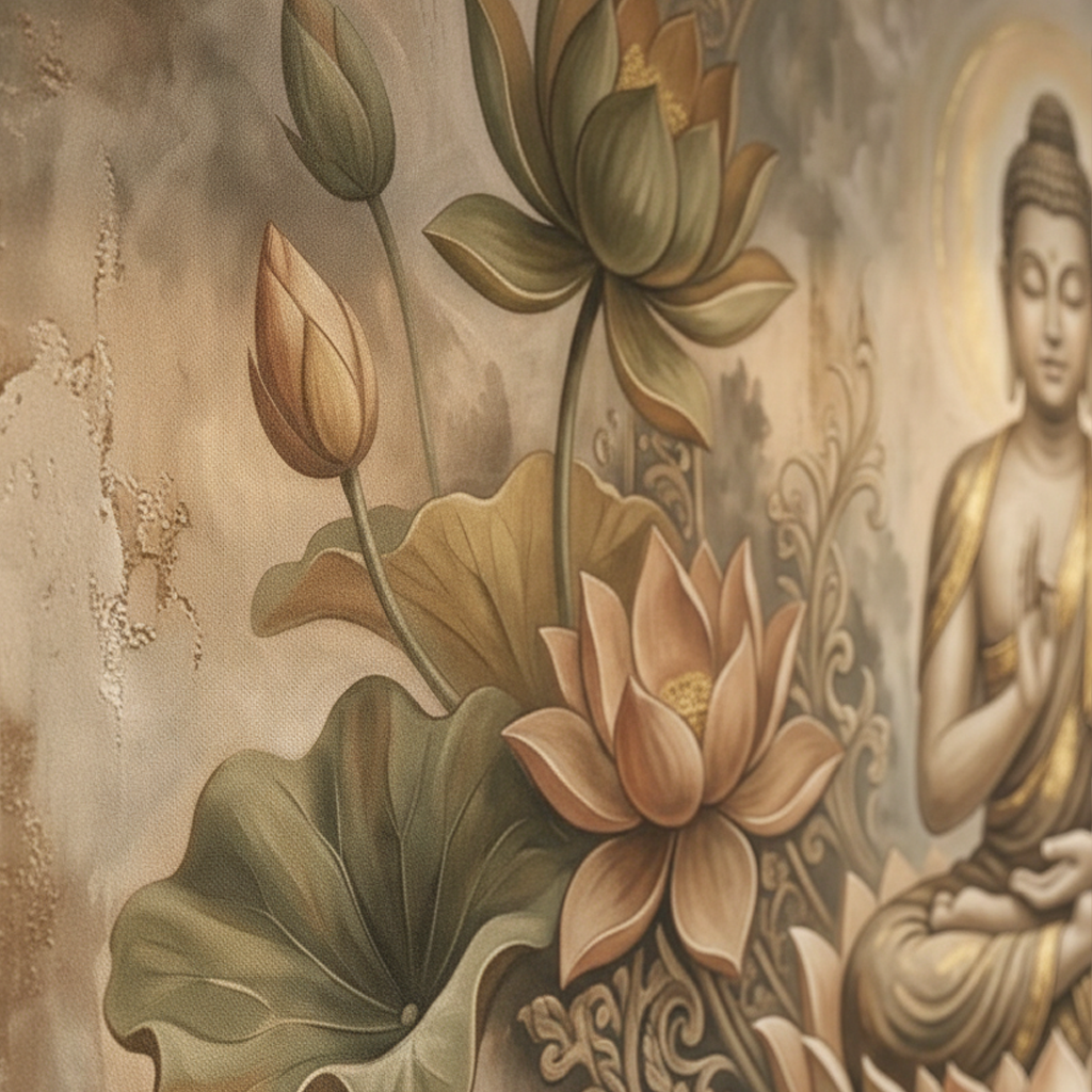 Buddha Lotus Mural Wall Art