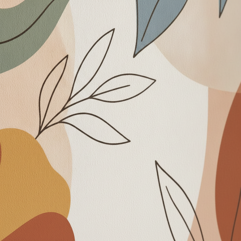 Boho Line Art Protea Mural Wall Art