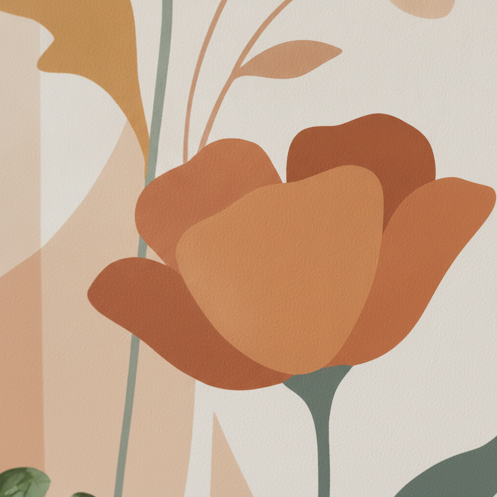 Boho Floral Woman Mural Wall Art