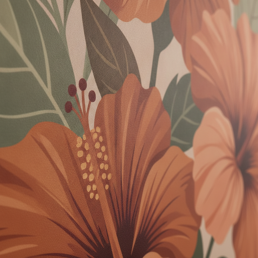 Bold Hibiscus Flower Mural Wall Art
