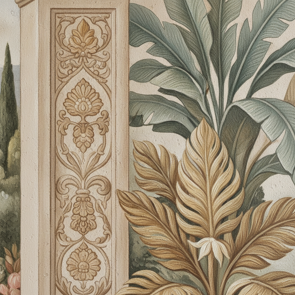 Lotus Line Art Mural Wall Art