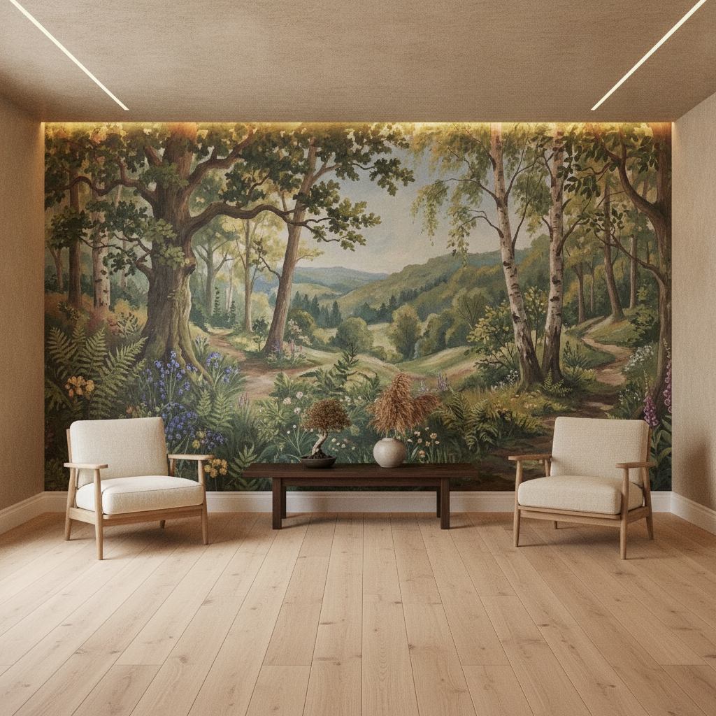 English Woodland Forest Mural Wall Art