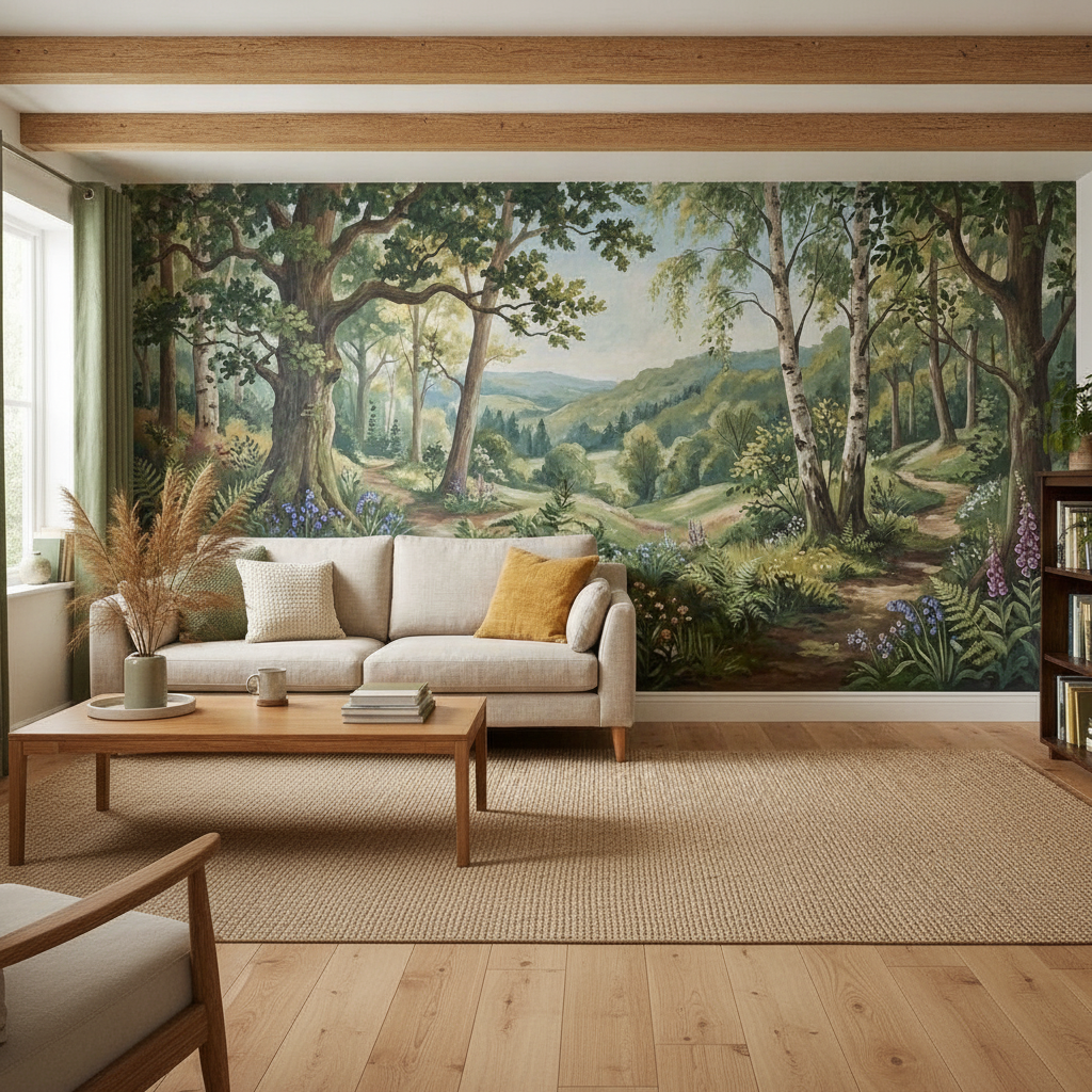 English Woodland Forest Mural Wall Art