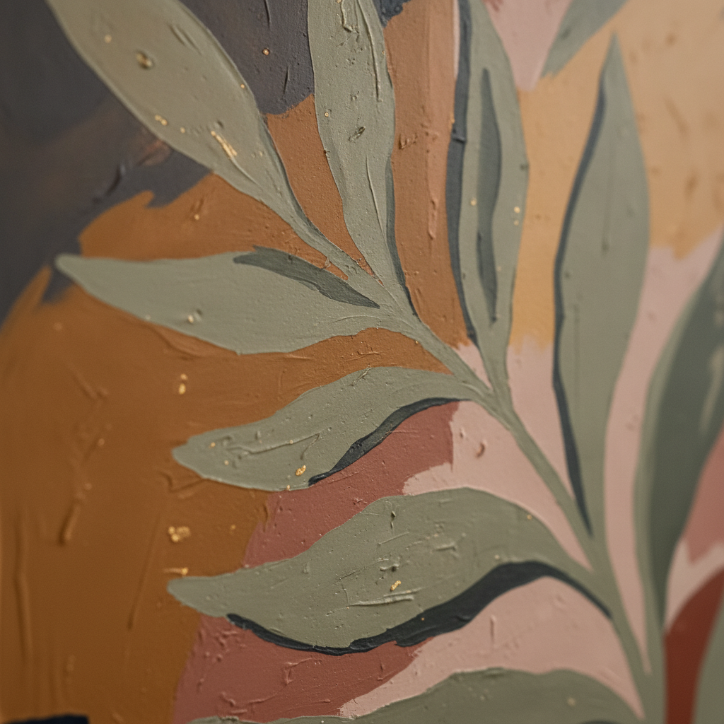 Abstract Boho Leaf Mural Wall Art