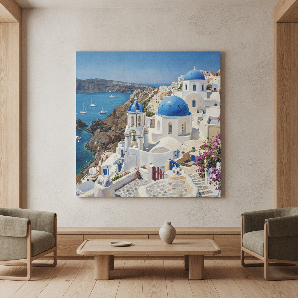 Santorini Blue Dome Art