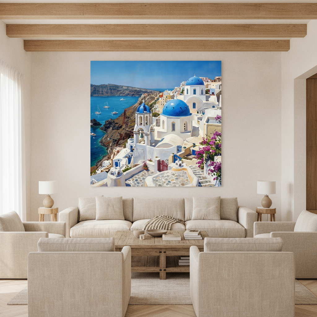 Santorini Blue Dome Art