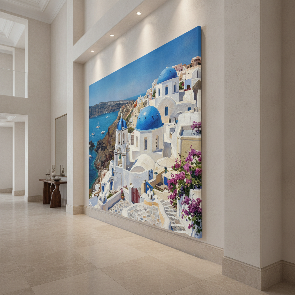 Santorini Blue Dome Art