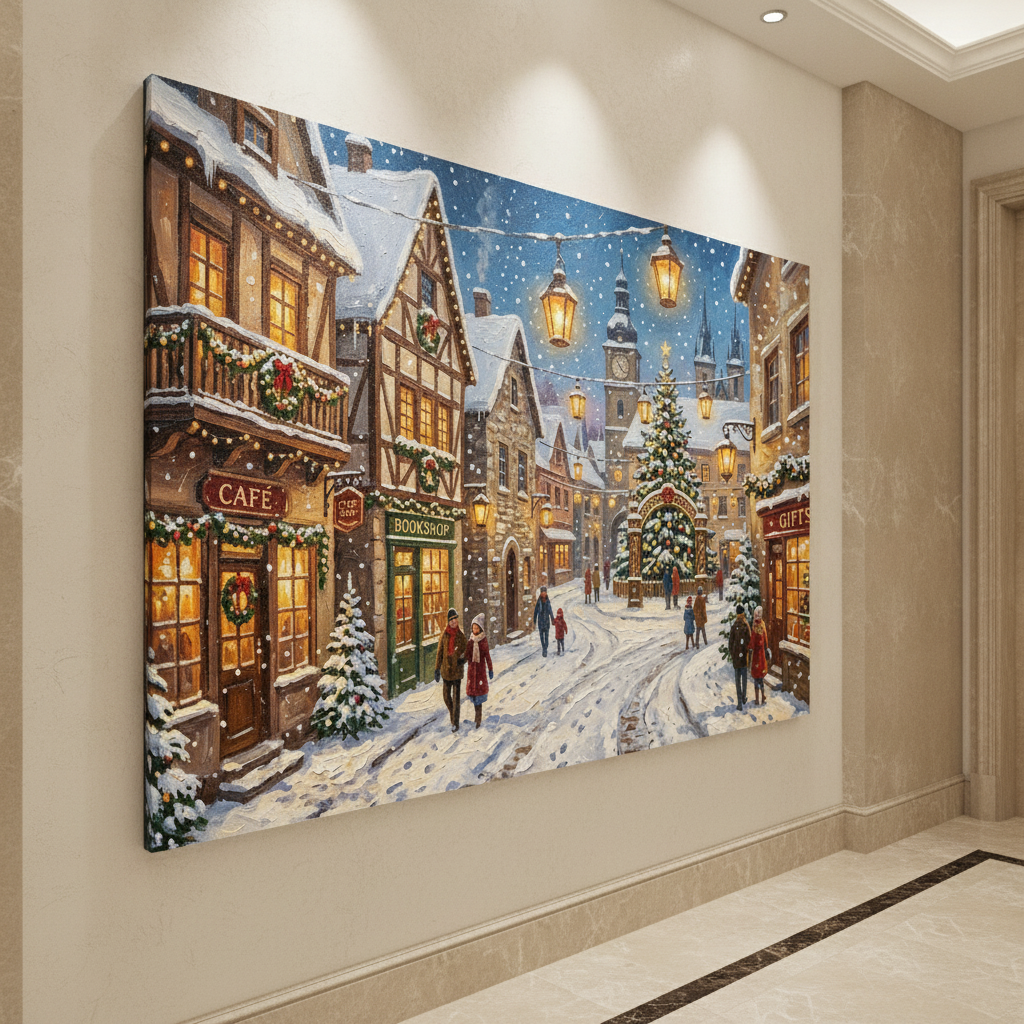 Christmas Village Art Painting