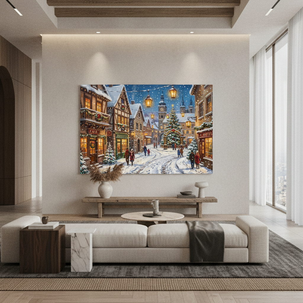 Christmas Village Art Painting