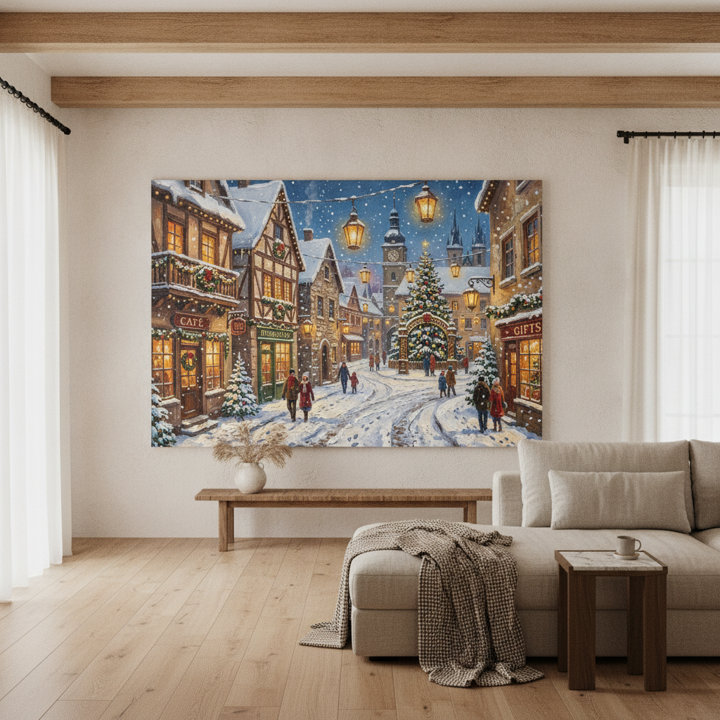 Christmas Village Art Painting