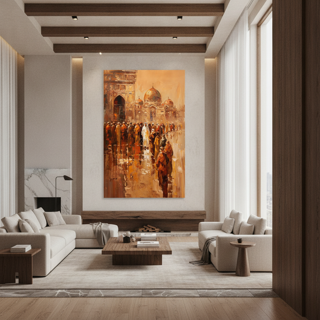 Muslim Pilgrims Mosque Procession Painting