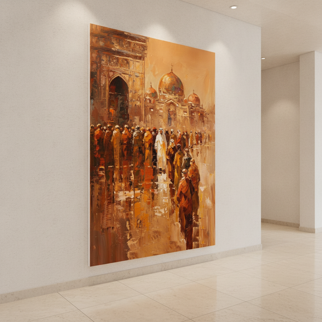 Muslim Pilgrims Mosque Procession Painting