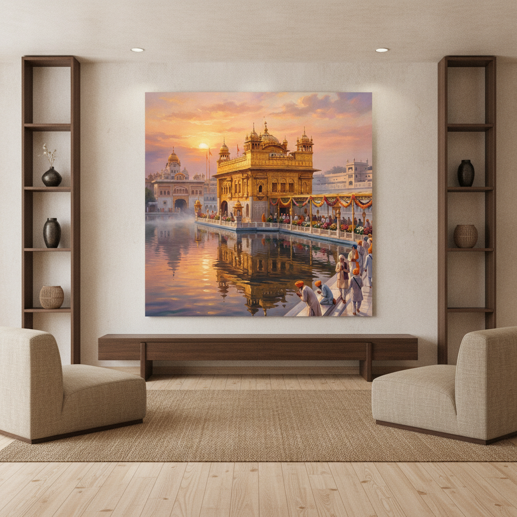 Golden Temple Sunset Amritsar Sarovar Painting