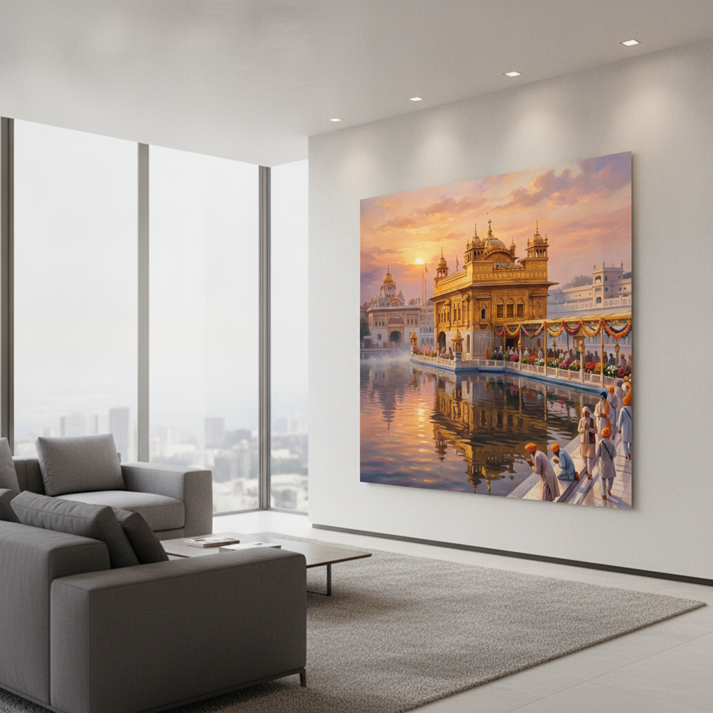 Golden Temple Sunset Amritsar Sarovar Painting