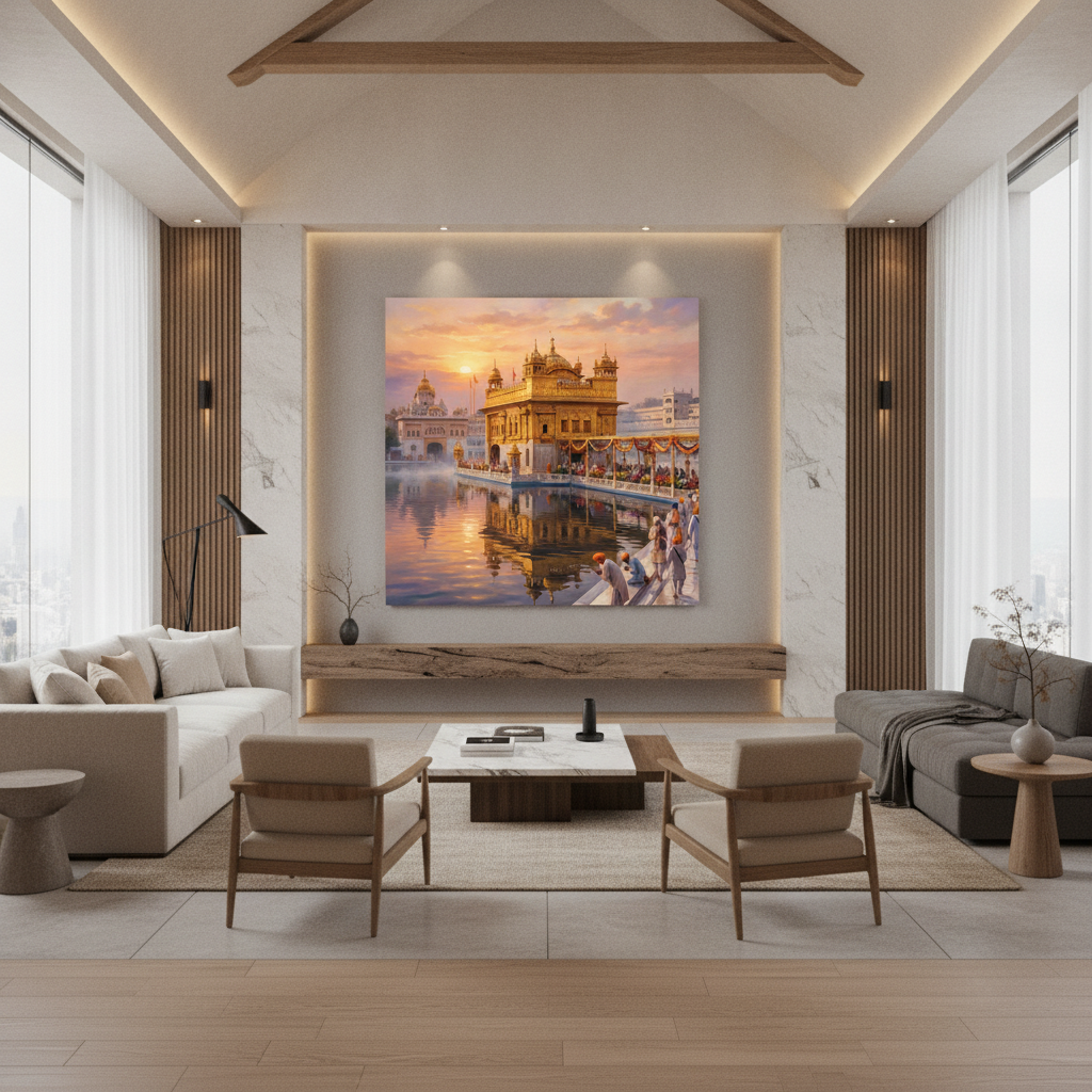 Golden Temple Sunset Amritsar Sarovar Painting
