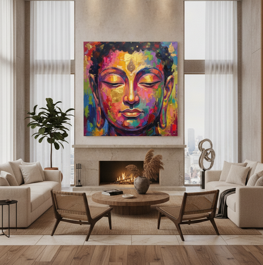 Vibrant Buddha Face Painting