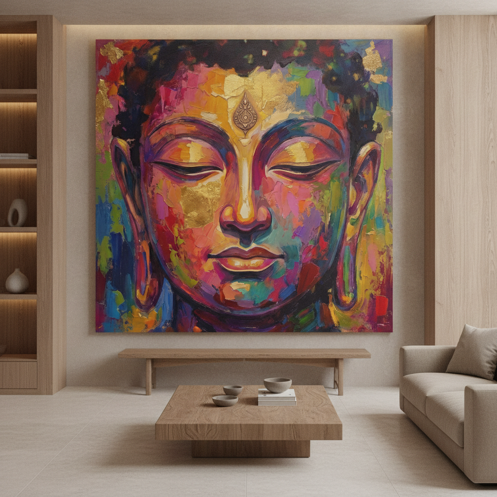 Vibrant Buddha Face Painting