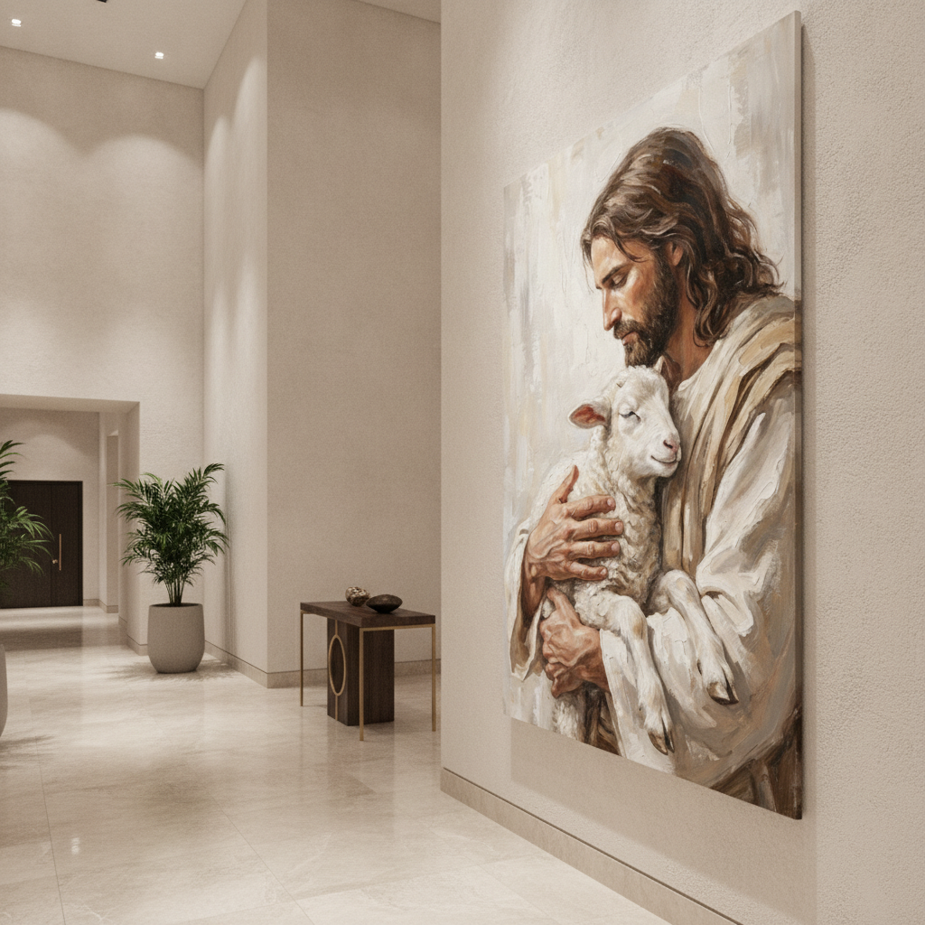 Jesus with Lamb Painting
