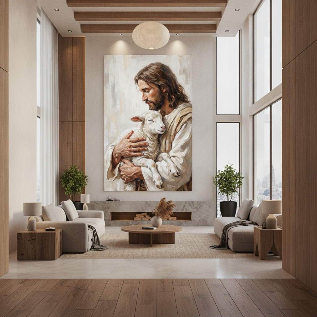 Jesus with Lamb Painting