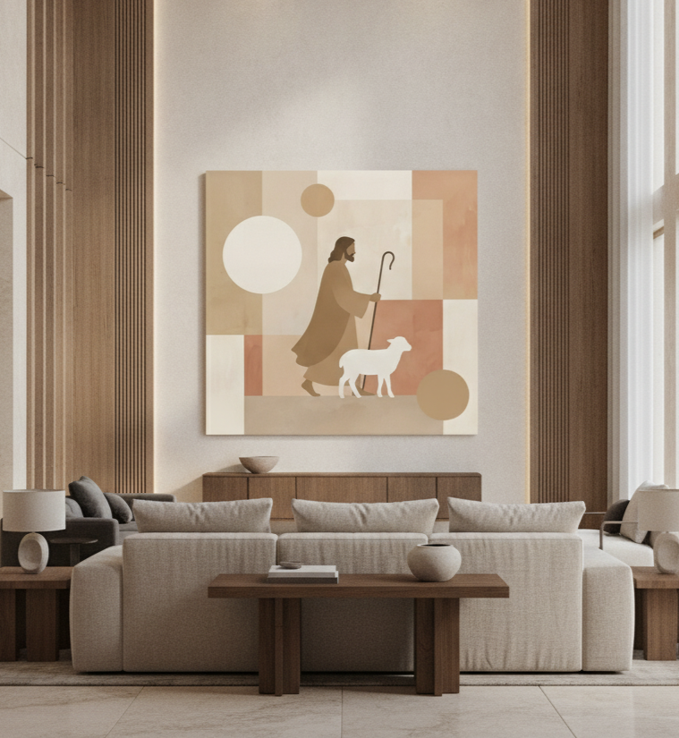 Jesus Shepherd Minimalist Painting