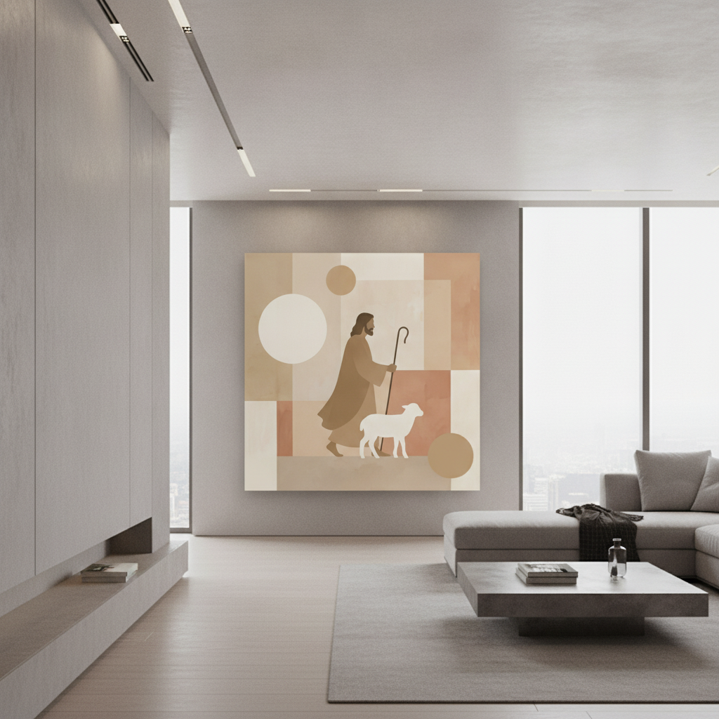 Jesus Shepherd Minimalist Painting