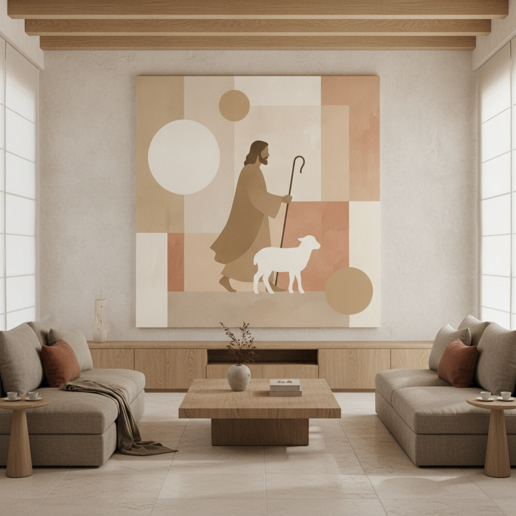 Jesus Shepherd Minimalist Painting