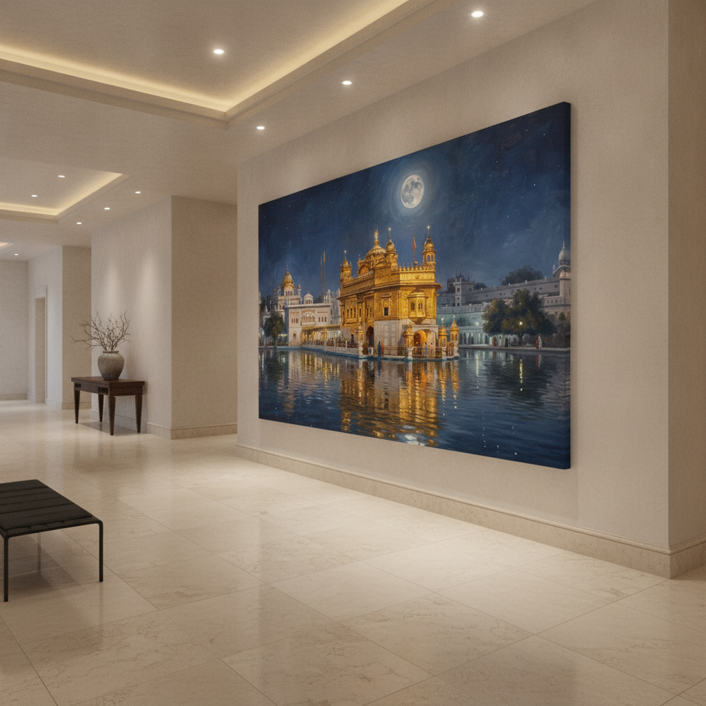Golden Temple Night Full Moon Amritsar Painting