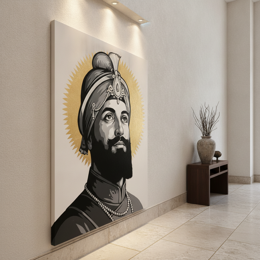 Sikh Guru Portrait Gold Halo Pop Painting
