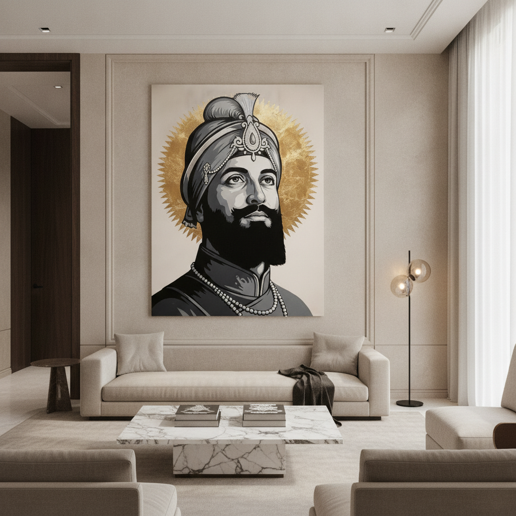 Sikh Guru Portrait Gold Halo Pop Painting