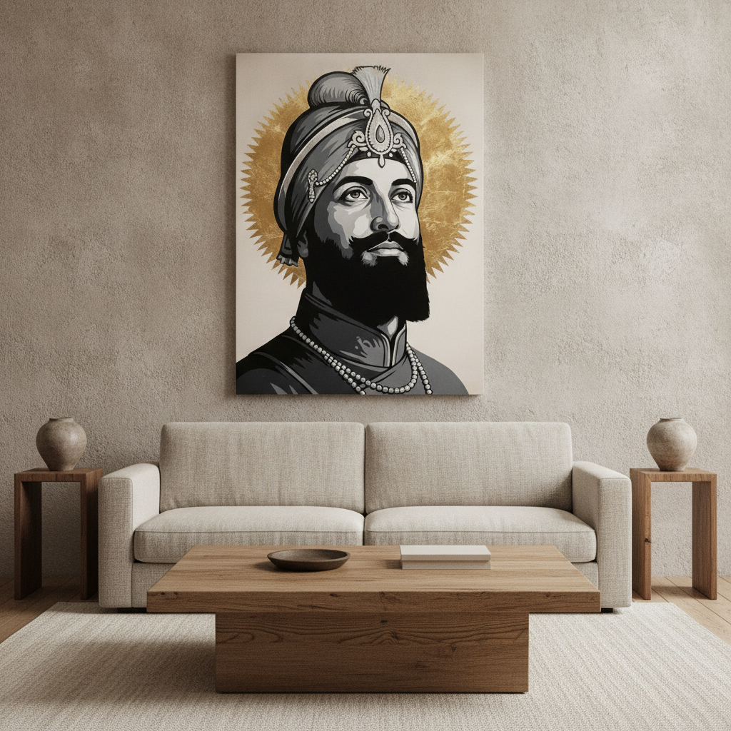 Sikh Guru Portrait Gold Halo Pop Painting