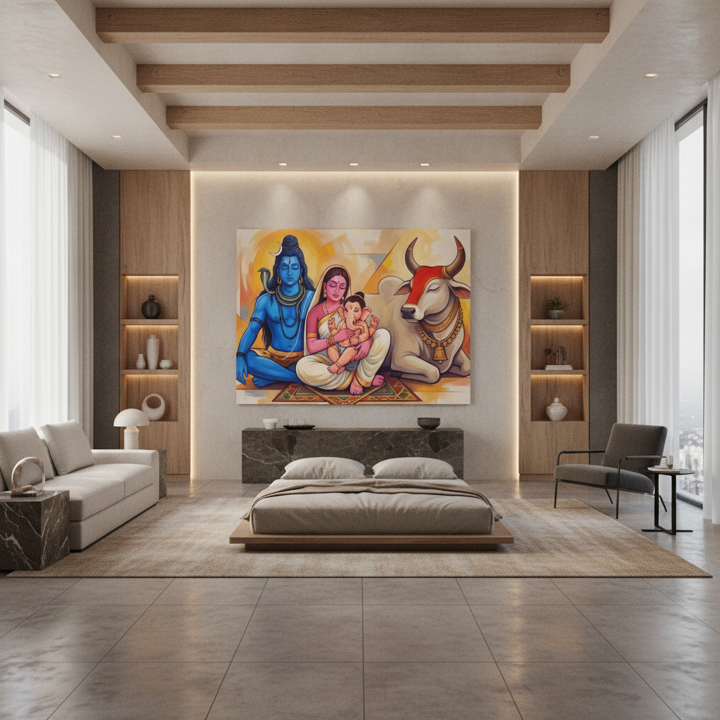 Shiva Parvati Ganesha Family Painting