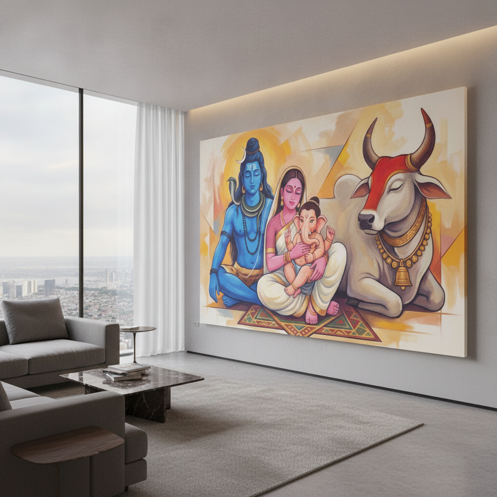 Shiva Parvati Ganesha Family Painting