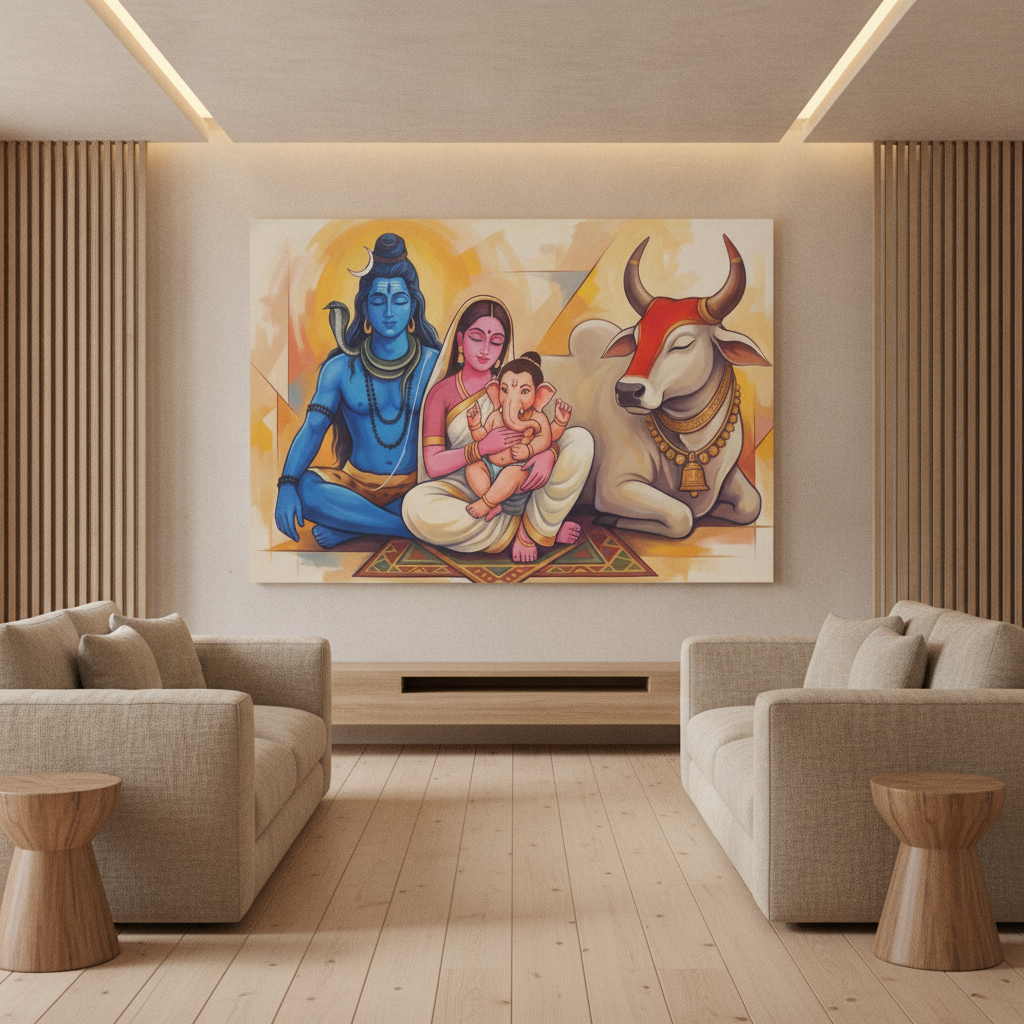 Shiva Parvati Ganesha Family Painting