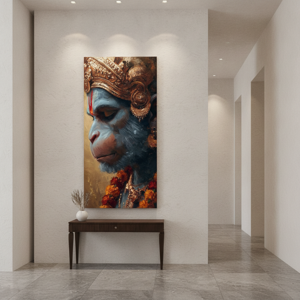 Hanuman Profile Portrait Golden Crown Marigold