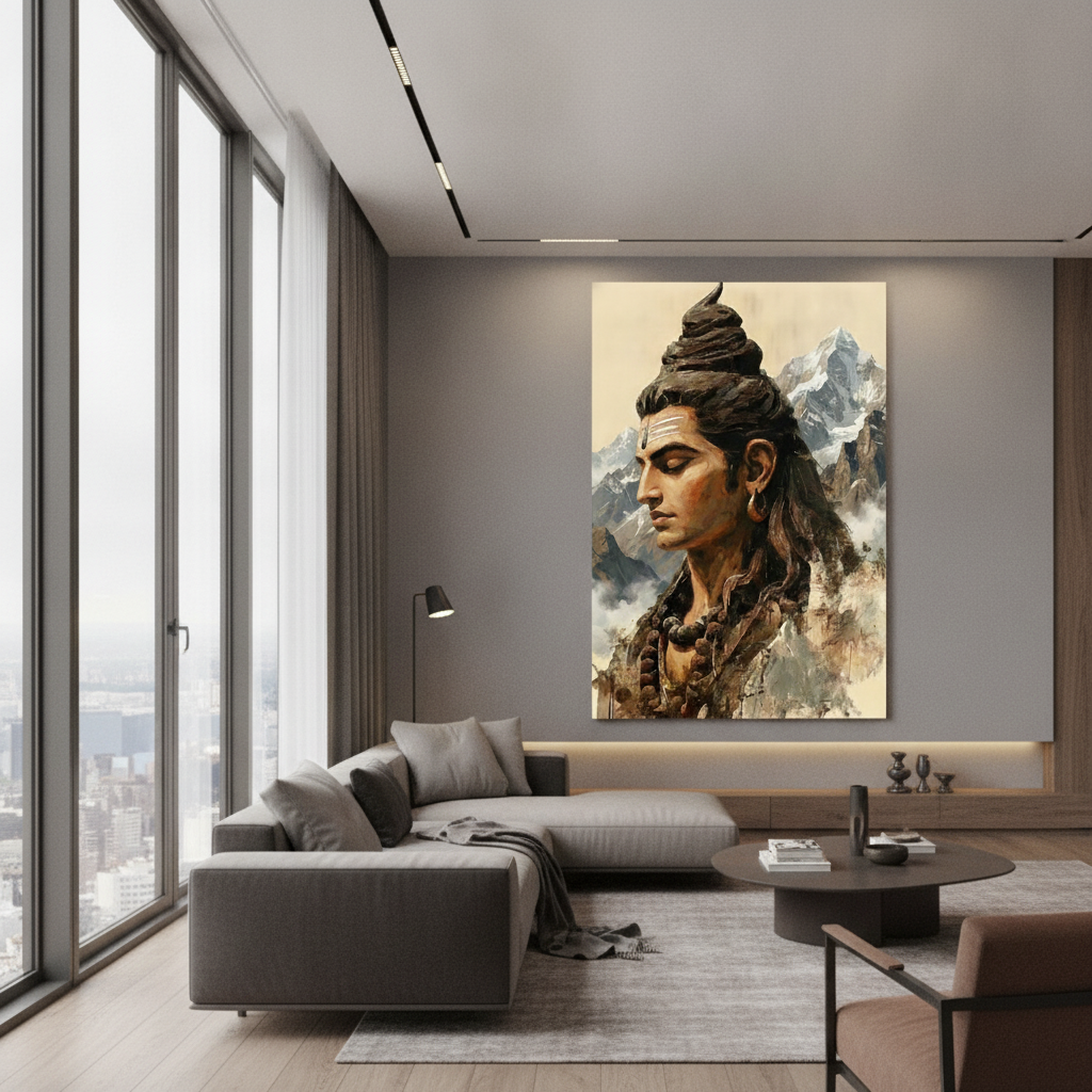 Shiva Himalaya Mountains Painting