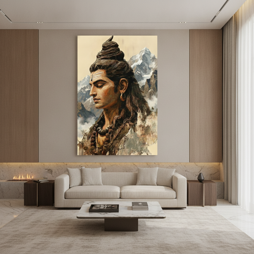 Shiva Himalaya Mountains Painting