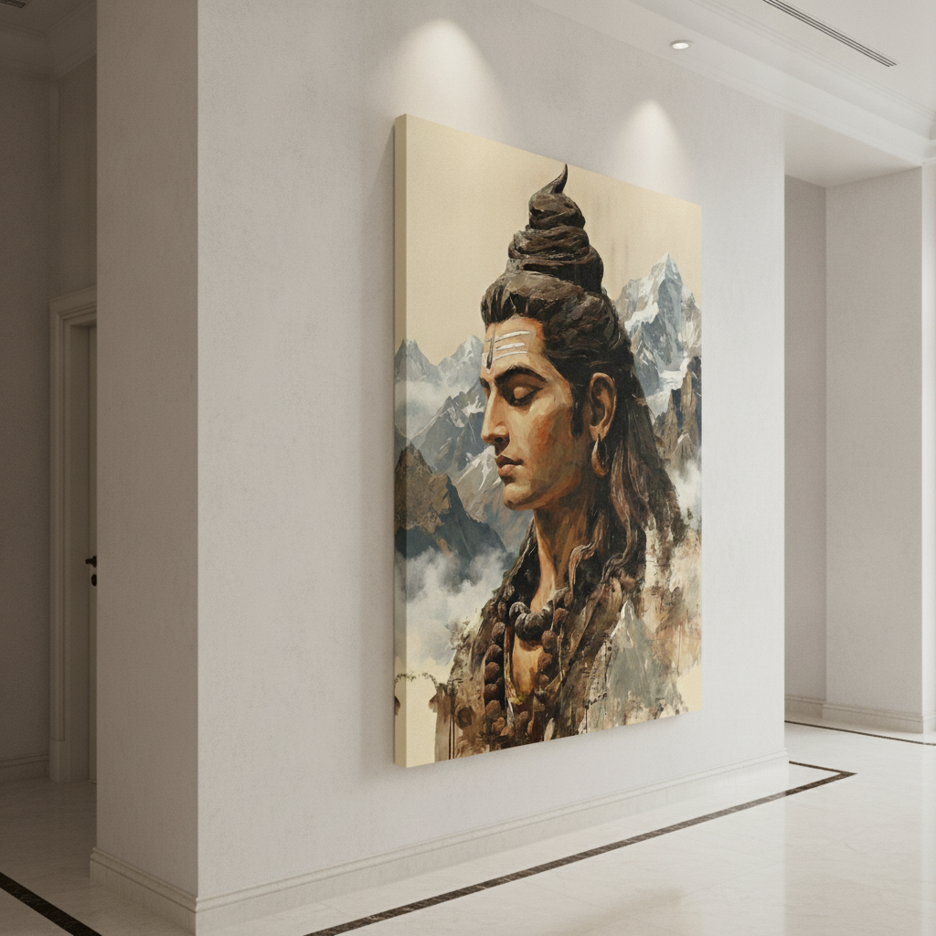 Shiva Himalaya Mountains Painting