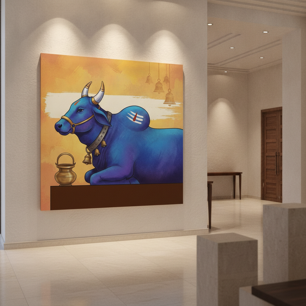 Nandi Bull Illustration Blue Flat Design