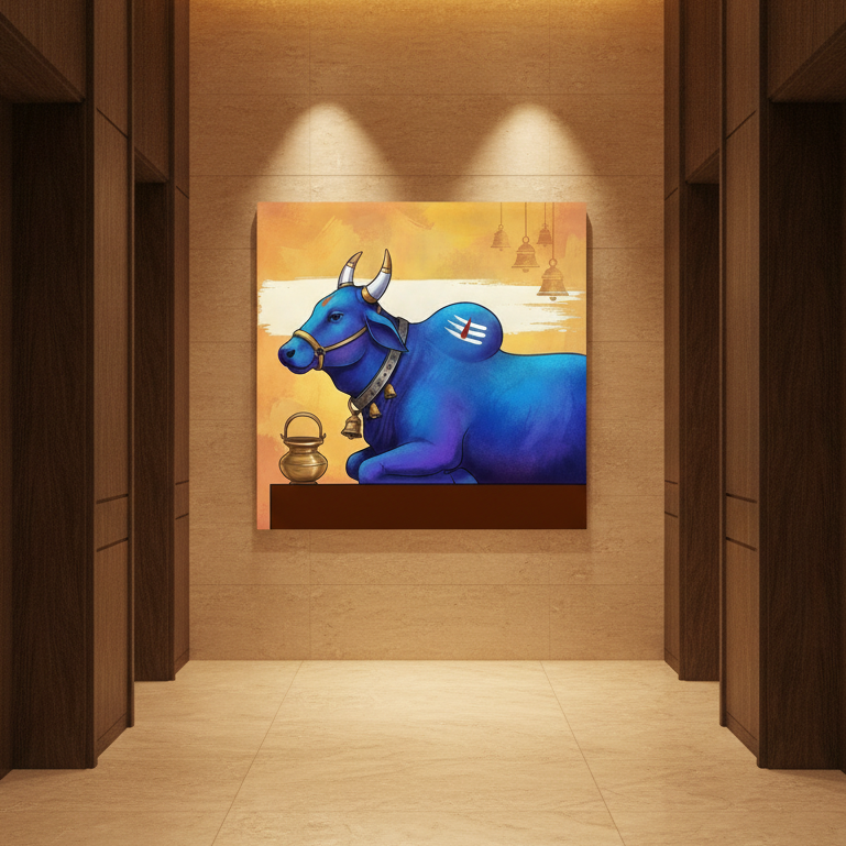 Nandi Bull Illustration Blue Flat Design